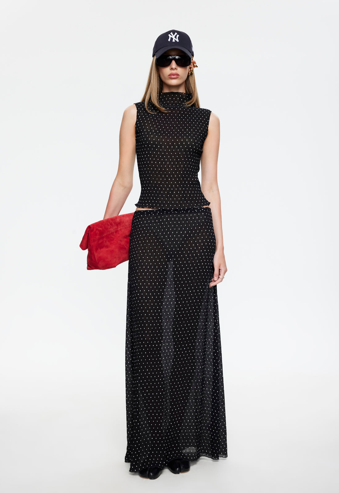 district maxi dress in onyx polka lioness Lioness FORD MAXI Skirt | Print/Black | Size XXS