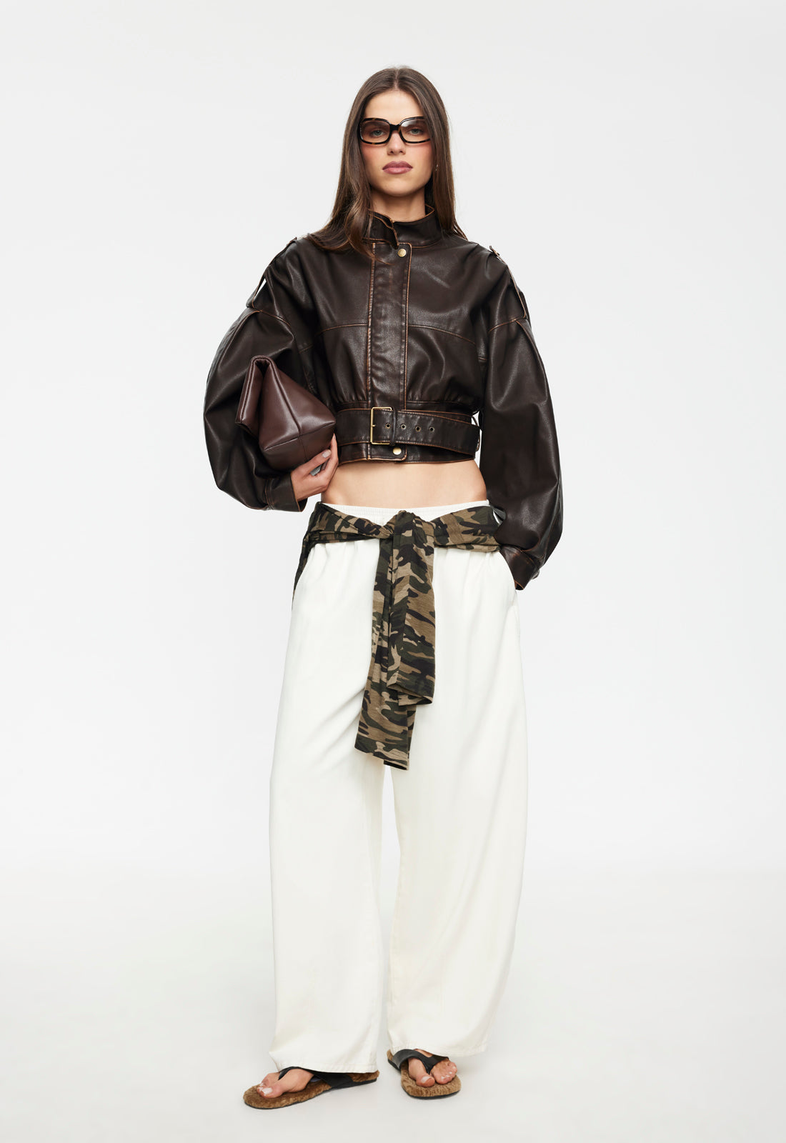 GIGI LEATHER JACKET - CHOCOLATE – LIONESS FASHION USA