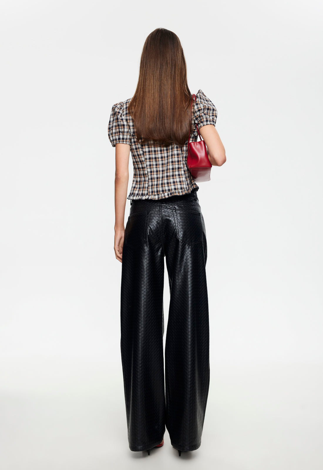 BARDOT TOP - BEIGE TARTAN