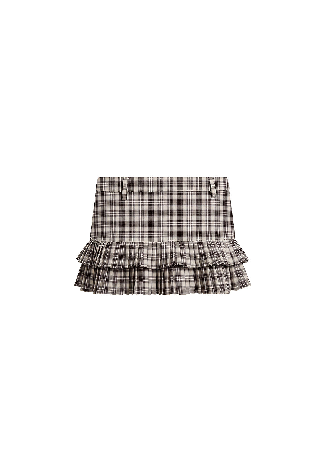 DOUBLE RUFFLE MINI SKORT - COCOA PLAID