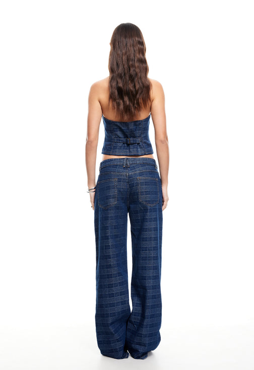 RENEWAL HALTER TOP - INDIGO PLAID