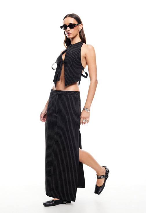 LUNE MAXI SKIRT - ONYX PINSTRIPE