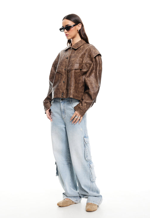 HAILEY BOMBER  - VINTAGE CHOCOLATE