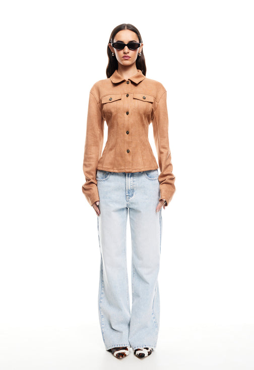 RIDER SUEDE JACKET - CAMEL