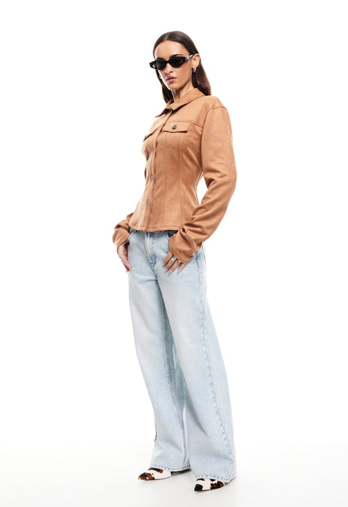 RIDER SUEDE JACKET - CAMEL