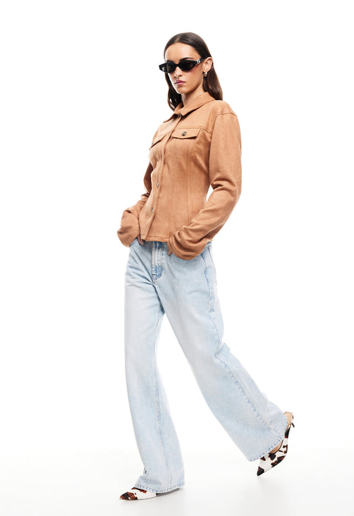 RIDER SUEDE JACKET - CAMEL