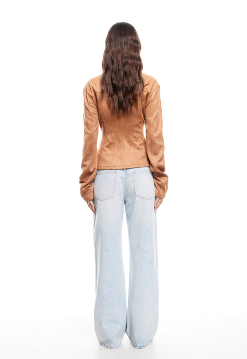RIDER SUEDE JACKET - CAMEL