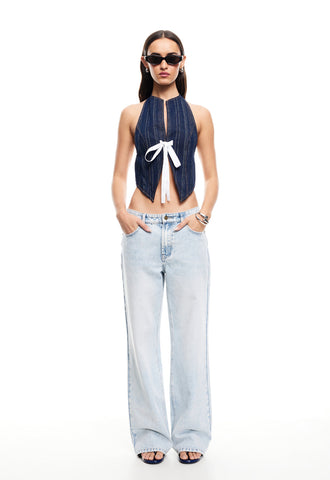 BUTTERFLY TIE TOP + CHARISMATIC JEAN NAVY