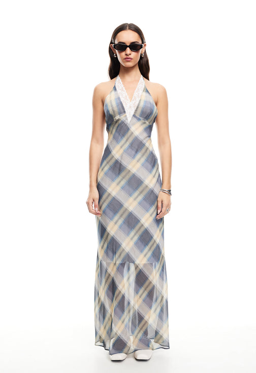 SHORELINE MAXI DRESS - BLUE CHECK