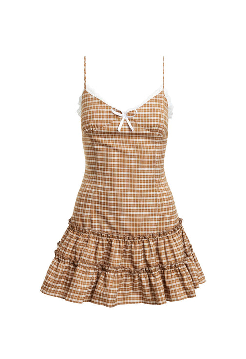 YVES MINI DRESS - CHOCOLATE CHECK