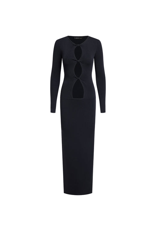 HOMECOMING LONG SLEEVE MAXI DRESS - ONYX