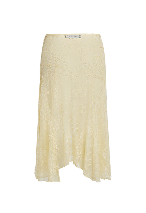 IN BLOOM LACE MIDI SKIRT - CORNSILK