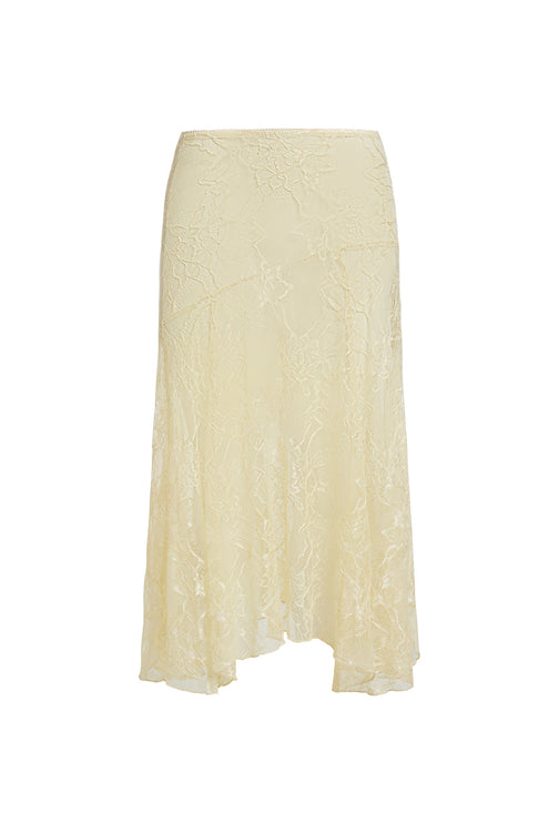 IN BLOOM LACE MIDI SKIRT - CORNSILK