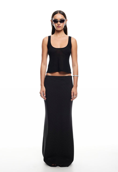ENDLESS MAXI SKIRT - ONYX PINSTRIPE