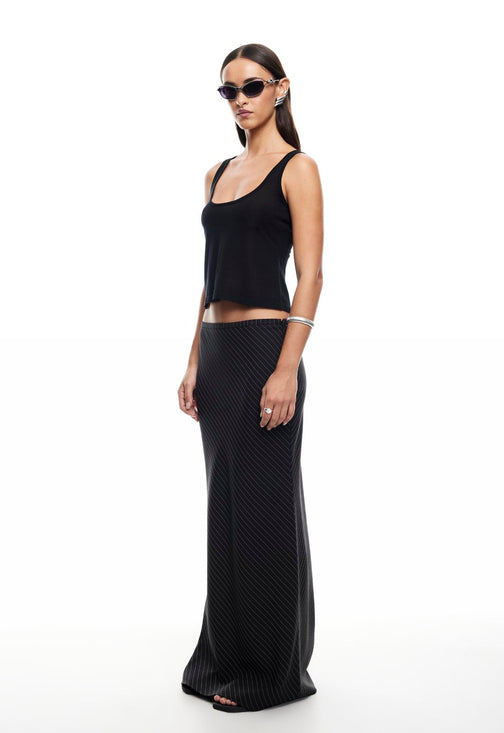 ENDLESS MAXI SKIRT - ONYX PINSTRIPE