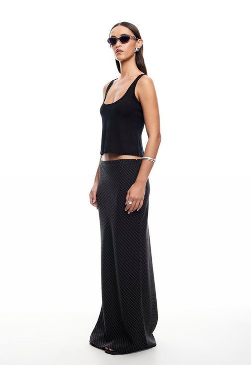 ENDLESS MAXI SKIRT - ONYX PINSTRIPE