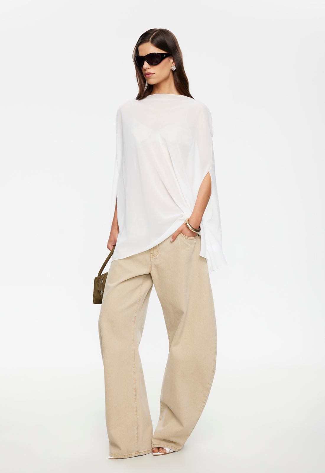 AURA PONCHO - PORCELAIN