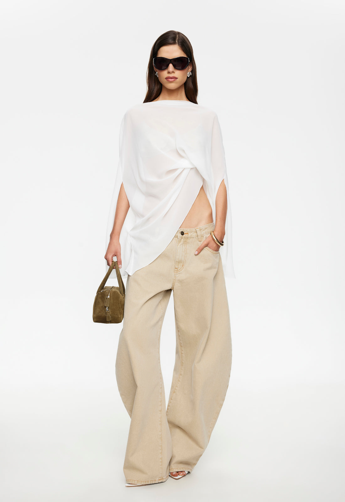 AURA PONCHO - PORCELAIN