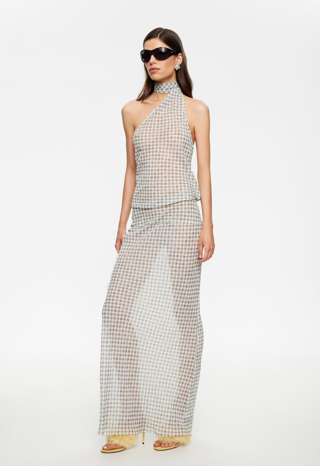 LUX MAXI DRESS - SKY CHECK