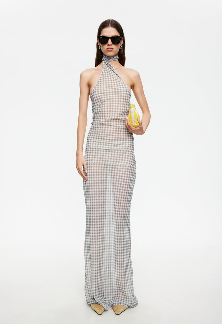 LUX MAXI DRESS - SKY CHECK