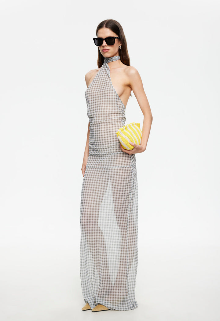 LUX MAXI DRESS - SKY CHECK