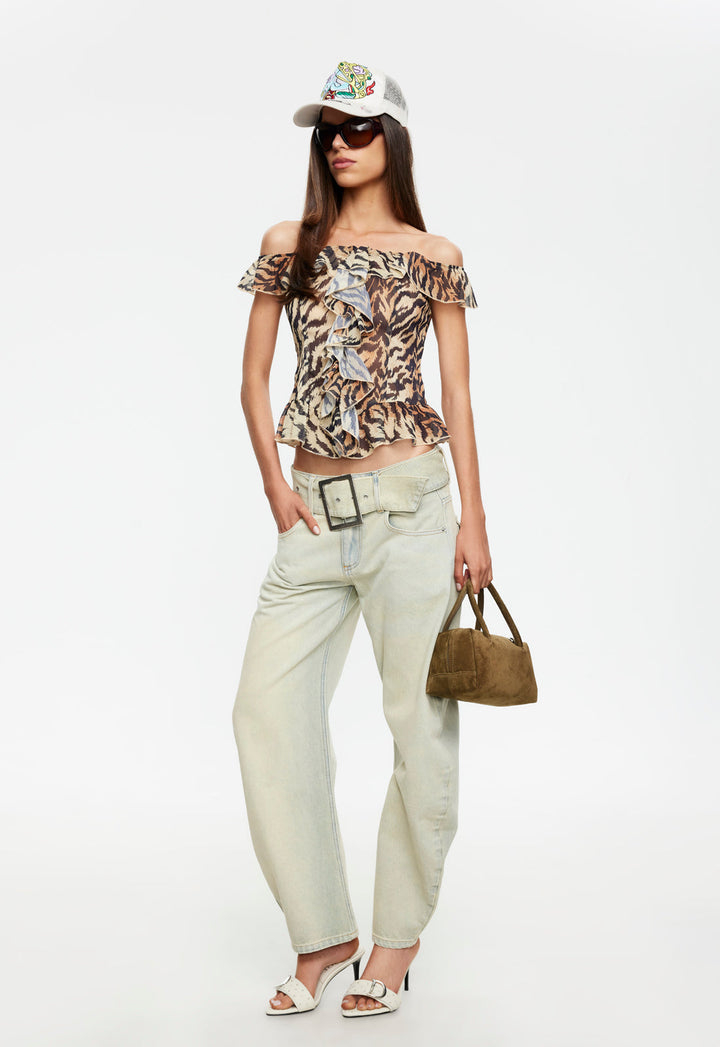 TIMELESS RUFFLE TOP - TIGER