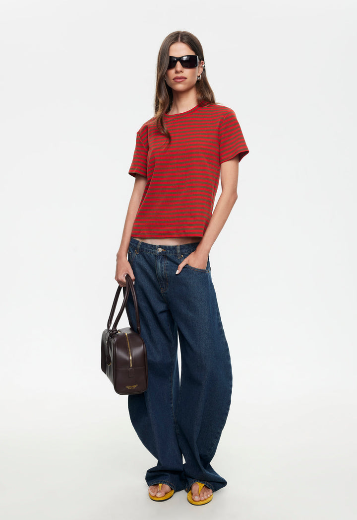 BLOOM BABY TEE - LAVA COCOA STRIPE