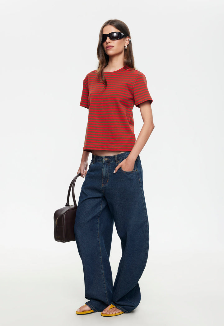 BLOOM BABY TEE - LAVA COCOA STRIPE