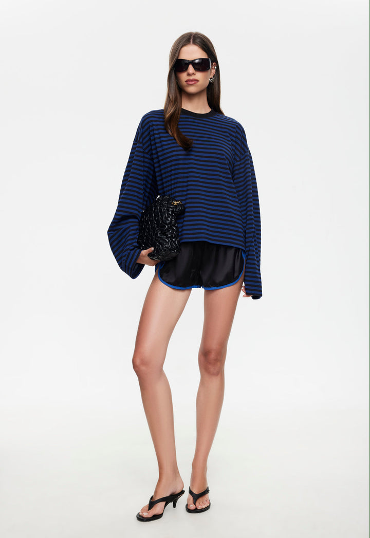 BLOOM LONG SLEEVE - BLACK NAVY STRIPE