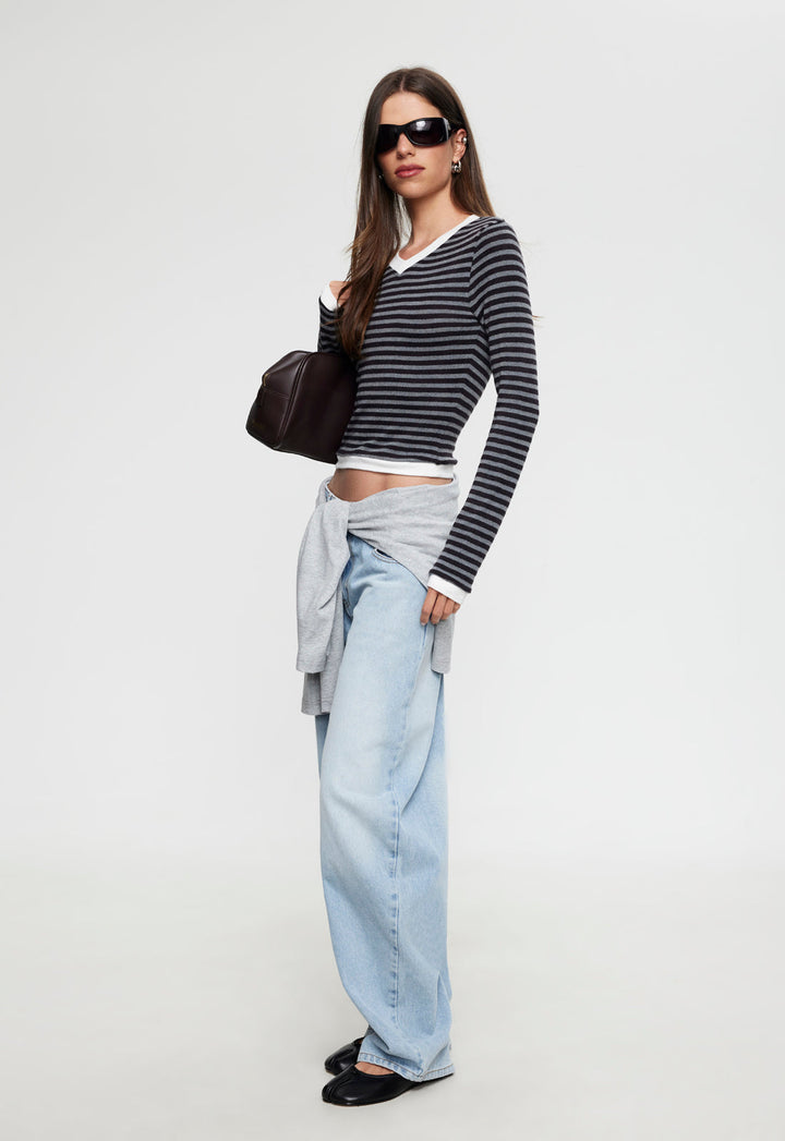 BARBIE LONG SLEEVE TOP - MIDNIGHT STRIPE