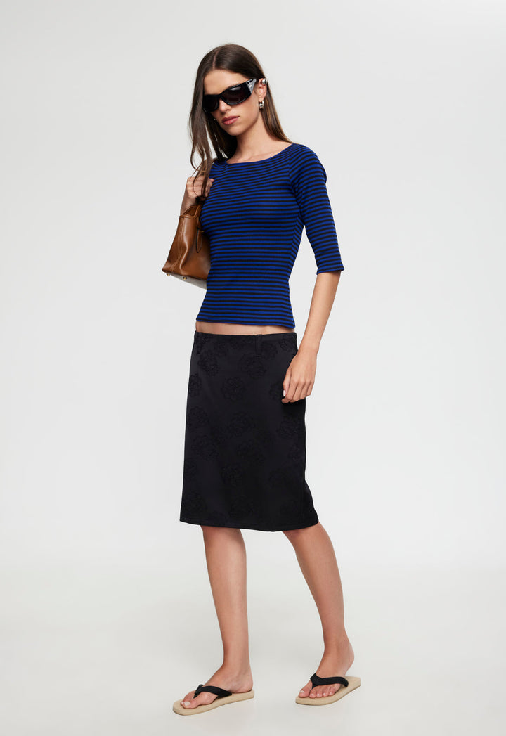 BLOOMING TEE - COBALT STRIPE