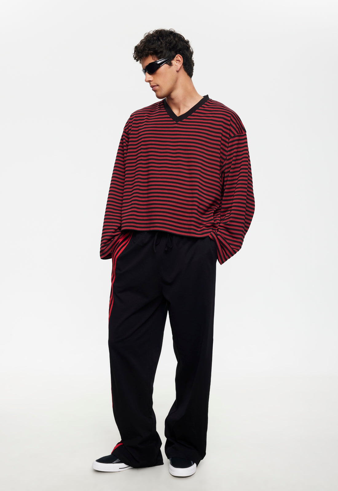 BLOOM V LONG SLEEVE - CHERRY INK STRIPE