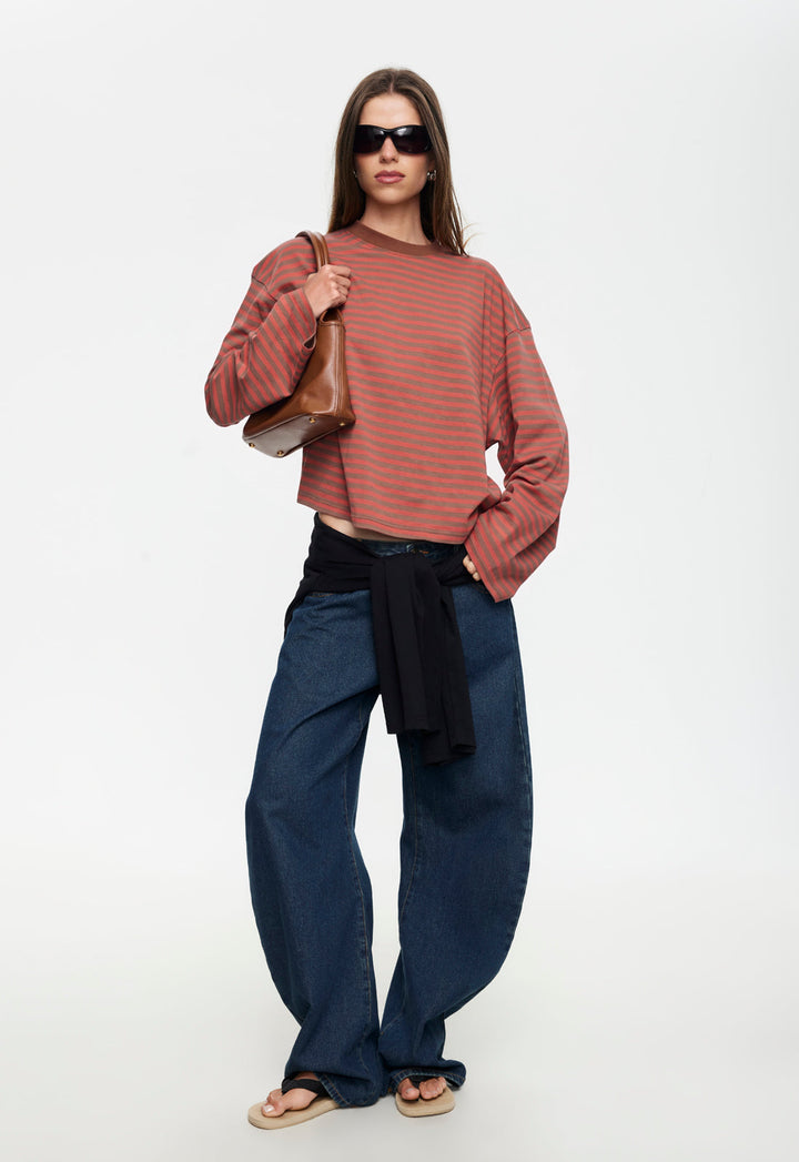 BLOOM LONG SLEEVE - LAVA COCOA STRIPE