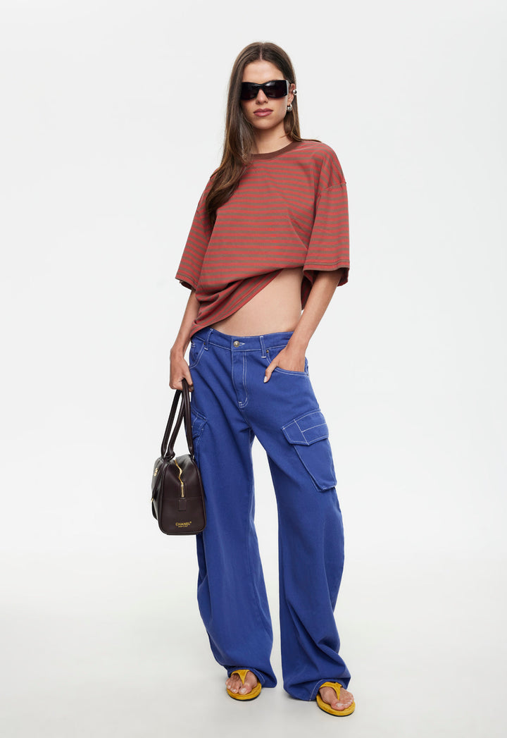 BLOOM SHORT SLEEVE - LAVA COCOA STRIPE