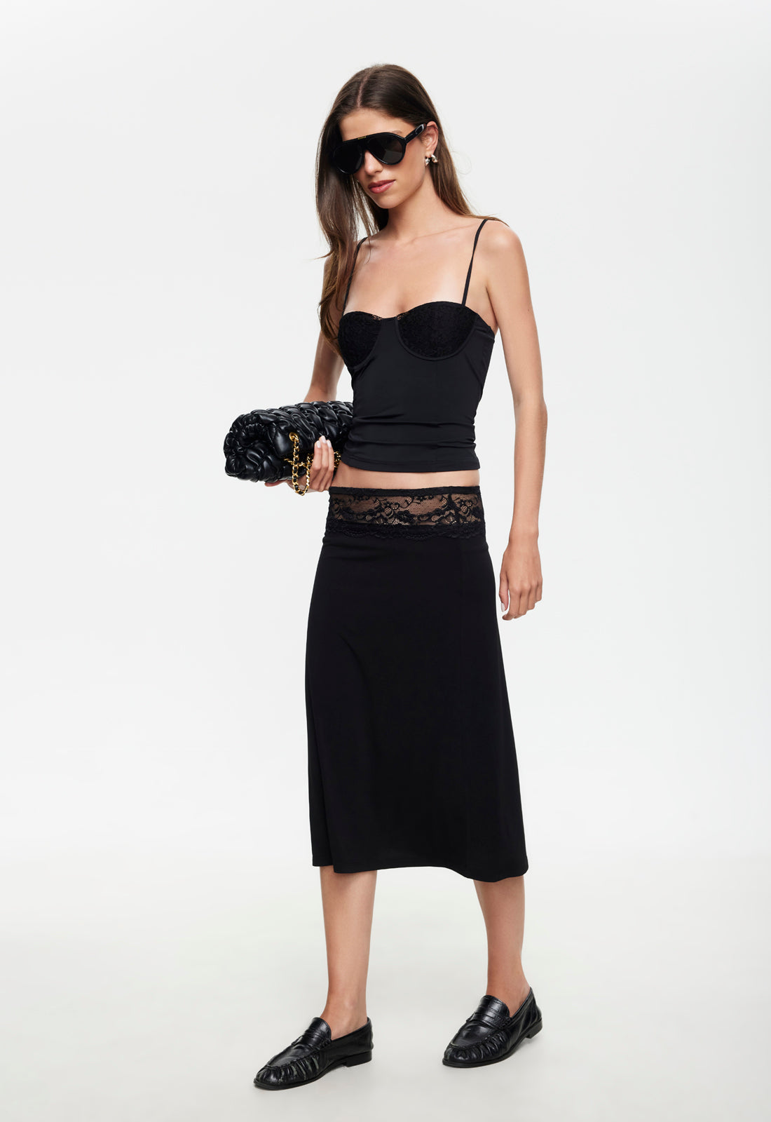 FIRST KISS MIDI SKIRT - NOIR