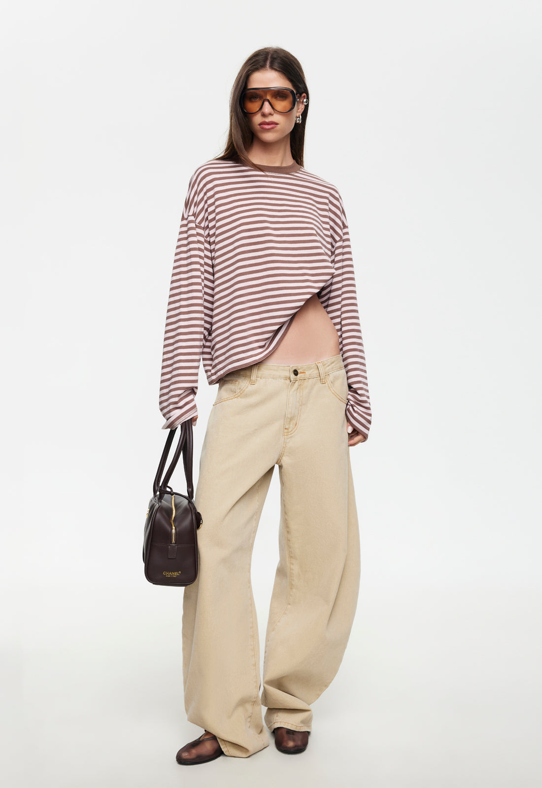 BLOOM LONG SLEEVE - CHOCOLATE BLUSH STRIPE