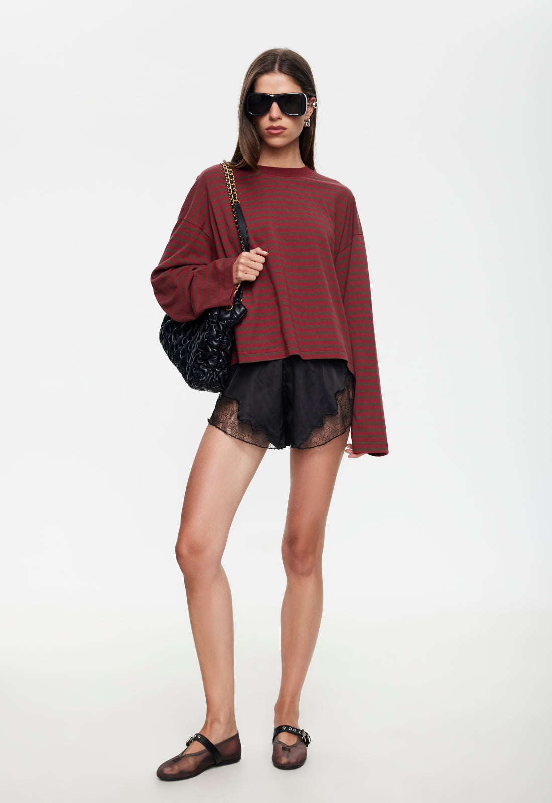 BLOOM LONG SLEEVE - CHOCOLATE WINE STRIPE