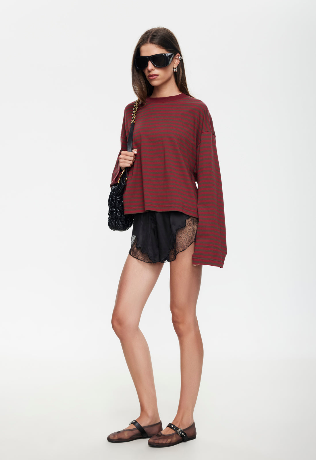 BLOOM LONG SLEEVE - CHOCOLATE WINE STRIPE