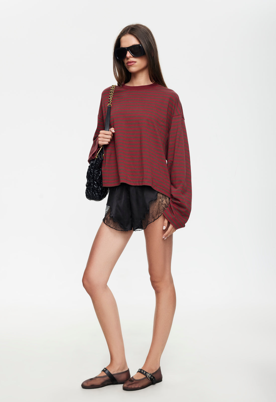 BLOOM LONG SLEEVE - CHOCOLATE WINE STRIPE