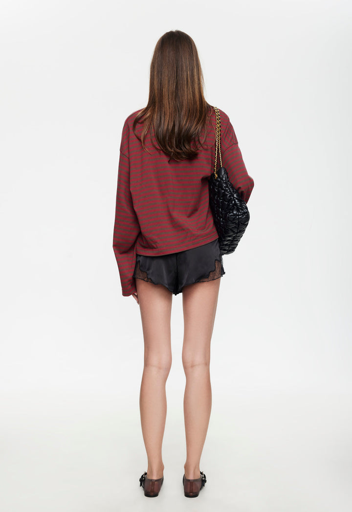 BLOOM LONG SLEEVE - CHOCOLATE WINE STRIPE