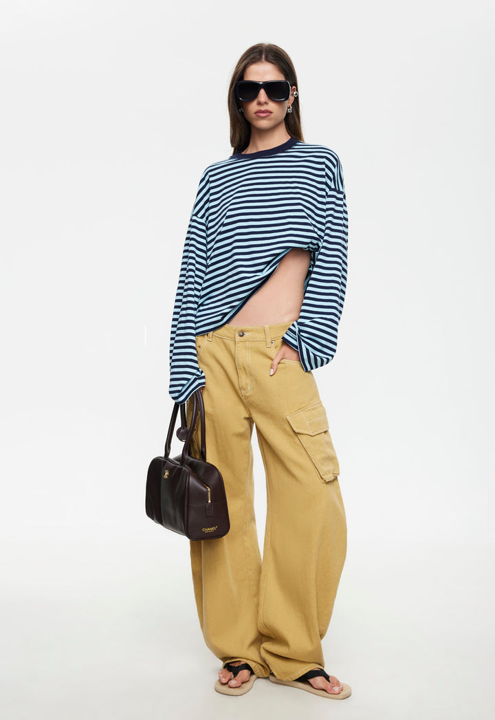 BLOOM LONG SLEEVE - NAVY SEA STRIPE