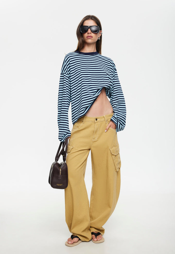 BLOOM LONG SLEEVE - NAVY SEA STRIPE