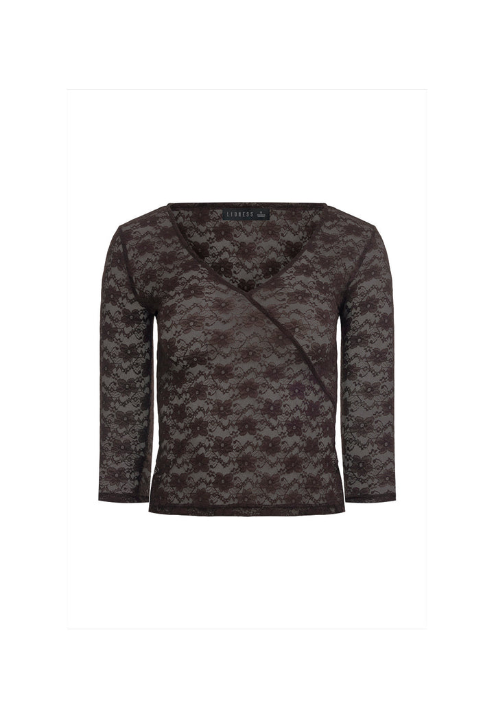 MIDNIGHT LACE TOP - CHOCOLATE