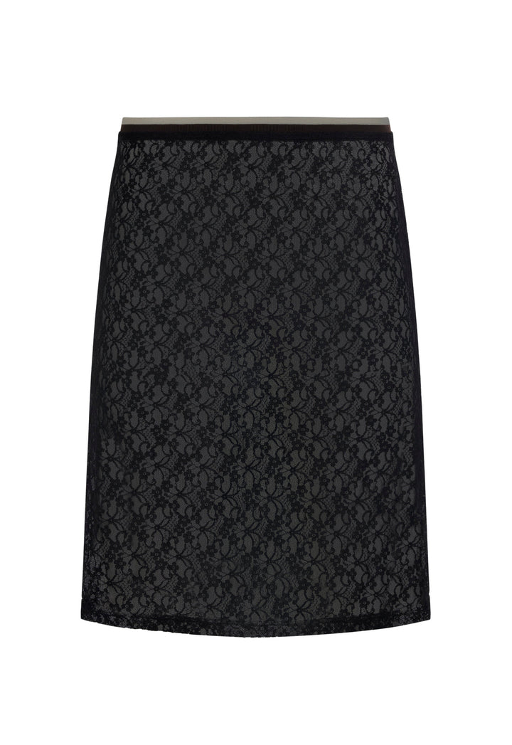 LAGUNA LACE MIDI SKIRT - NOIR