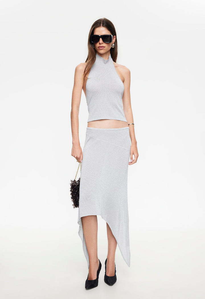 TROPHY MIDI SKIRT - SILVER