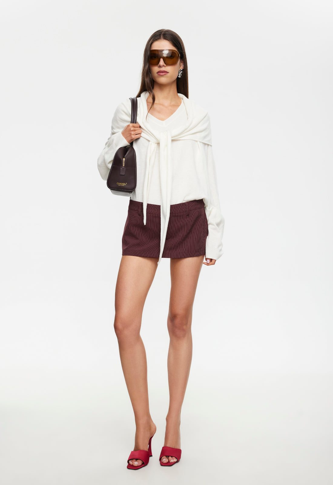 OLSEN V KNIT - PORCELAIN