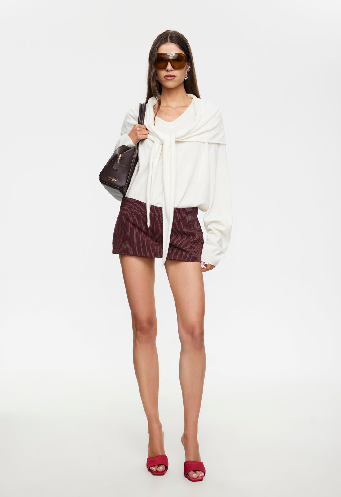 OLSEN V KNIT - PORCELAIN