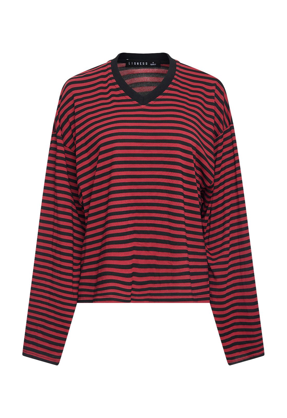 BLOOM V LONG SLEEVE - CHERRY INK STRIPE