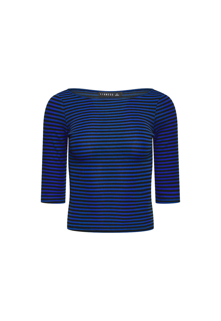 BLOOMING TEE - COBALT STRIPE