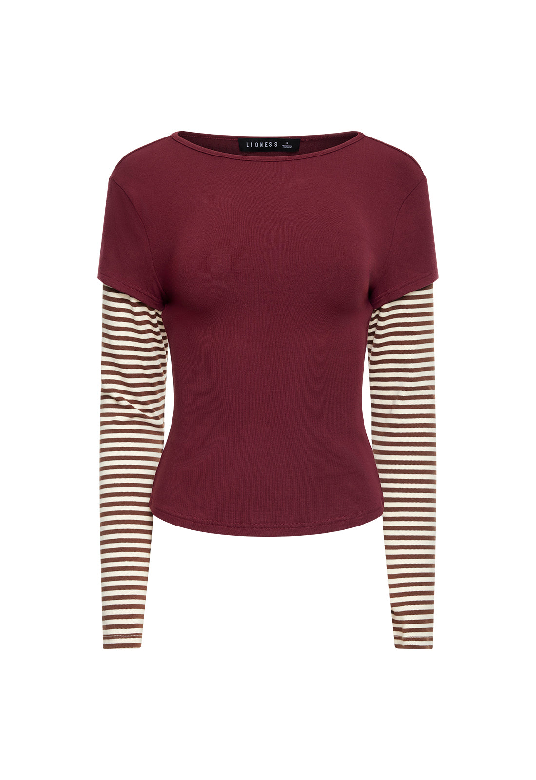 BLOOM LAYERED LONG SLEEVE - GARNET STRIPE